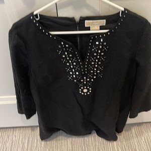 Michael Kors black pretty v neck party top